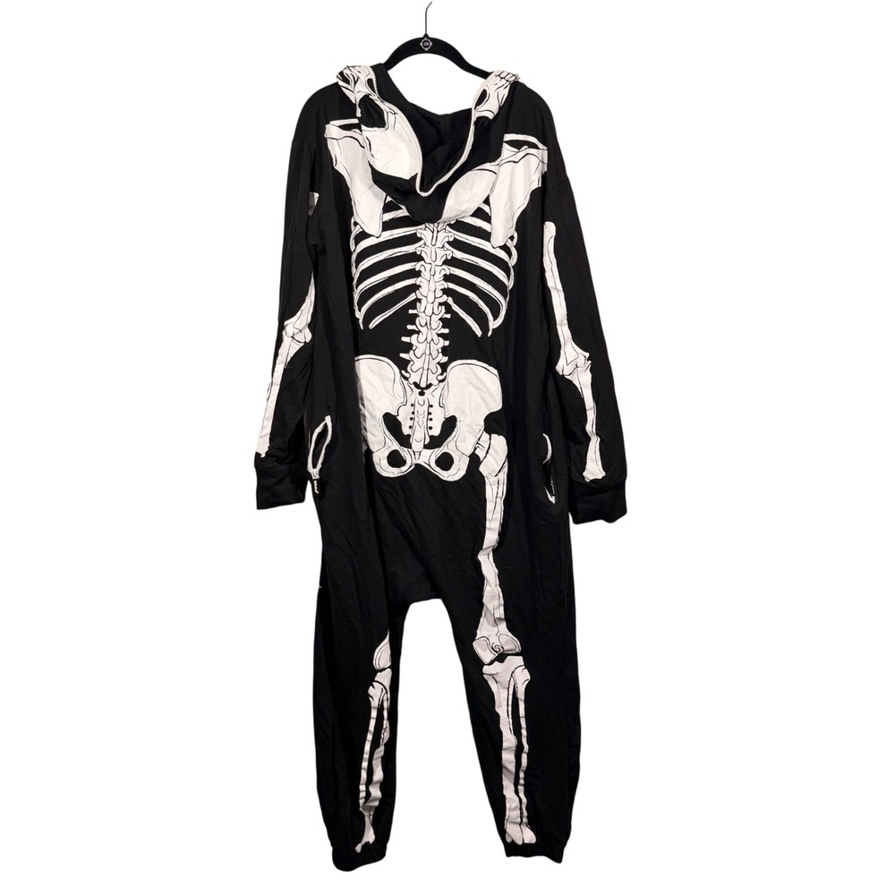 Rubies Skeleton Comfywear Jumpsuit Mens XL Black Full Zip Hooded Costume - Picture 7 of 7